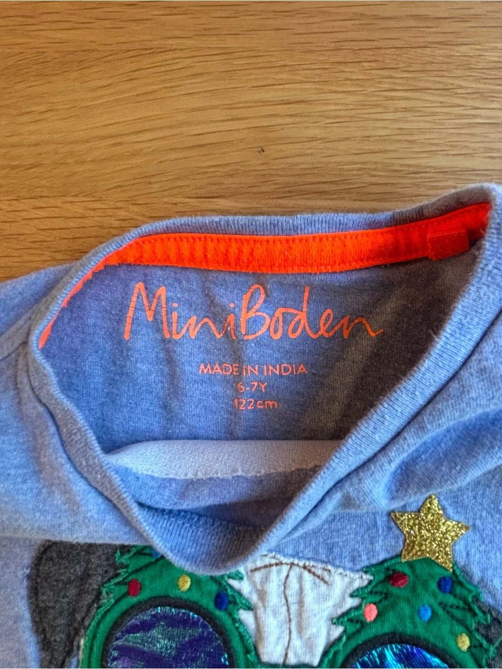 Mini Boden Light Blue Long-Sleeve Tee with Pug and Sparkly Green Sunglasses